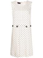 Talbot Runhof Polka Dot Pleated Dress - White