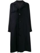 Y's Fringed-trim Single Breasted Coat - Blue