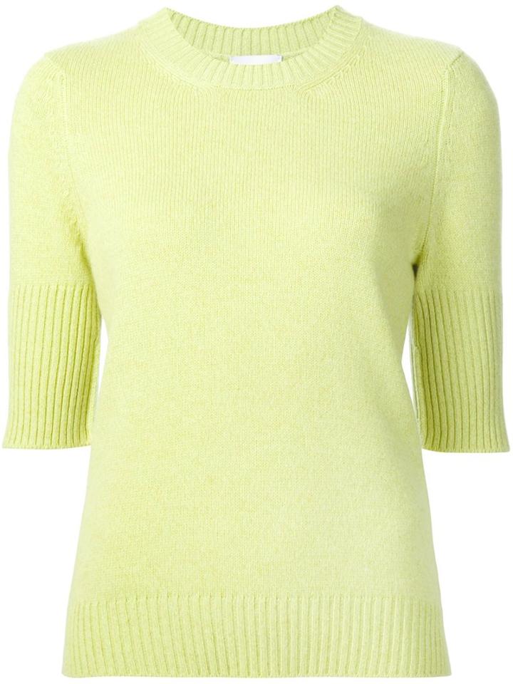 Barrie Cashmere Ribbed Slim Fit Jumper, Women's, Size: Large, Green, Cashmere