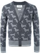 Thom Browne Dog Patterned Cardigan, Men's, Size: 2, Grey, Cotton