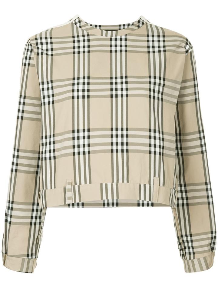 Andrea Crews Side Snap Checked Top - Brown