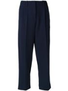 Theory Pleat Detail Cropped Trousers, Women's, Size: 10, Blue, Triacetate/polyester