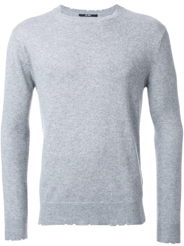 Hl Heddie Lovu Damaged Jumper, Men's, Size: Large, Grey, Cotton/wool/rayon/nylon