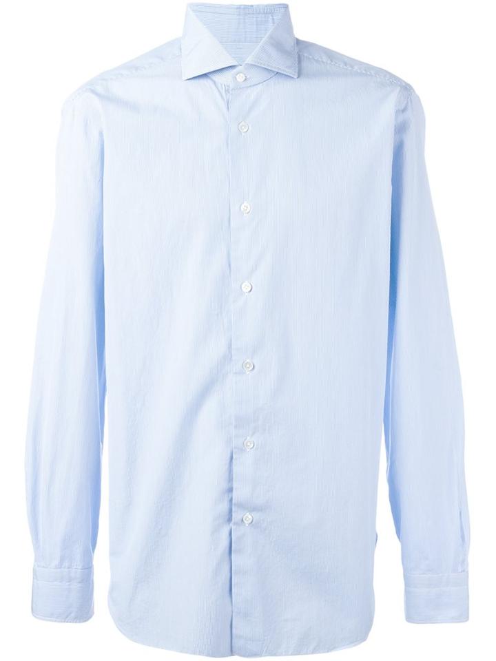 Barba Thin Stripe Shirt, Men's, Size: 40, Blue, Cotton