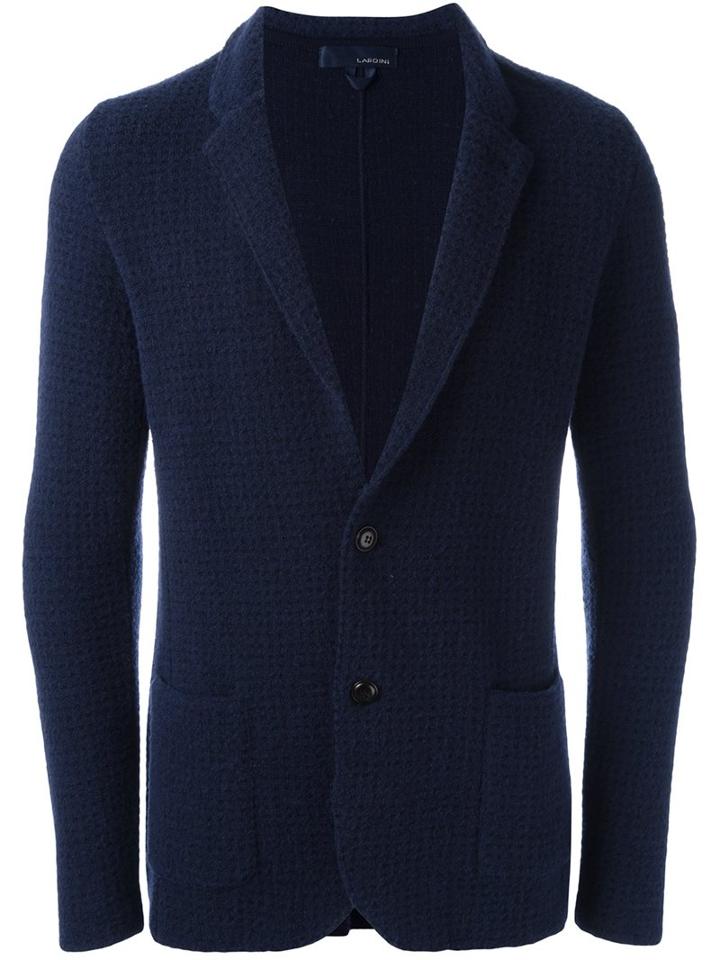 Lardini Waffle Texture Blazer, Men's, Size: Xl, Blue, Polyamide/wool