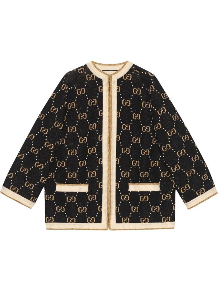 Gucci Knitted Gg Wool Jacket - Black