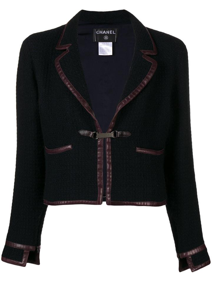 Chanel Vintage Contrast-trim Blazer - Black