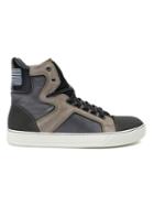 Lanvin Panelled Hi-top Sneakers, Men's, Size: 10, Grey, Calf Leather/polyester/rubber