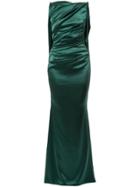 Talbot Runhof Ruched Detail Fitted Evening Dress - Green