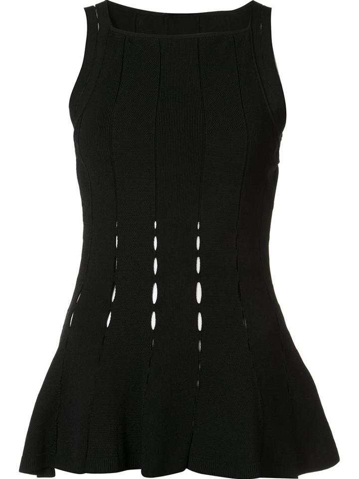 Cushnie Et Ochs Ribbed Open Panel Top, Women's, Size: Medium, Black, Viscose/polyester