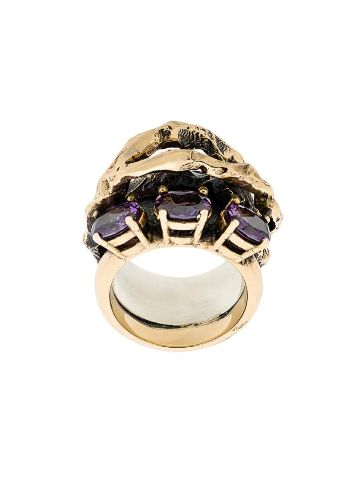 Voodoo Jewels Stone Embellished Finger Ring - Metallic