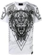 Philipp Plein Print Embellished T-shirt, Men's, Size: Xl, White, Cotton/crystal