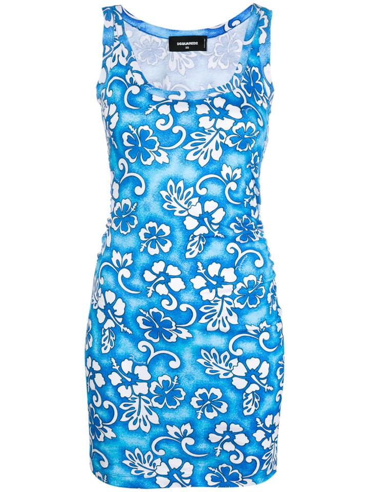 Dsquared2 Floral Print Mini Dress - Blue