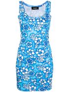 Dsquared2 Floral Print Mini Dress - Blue