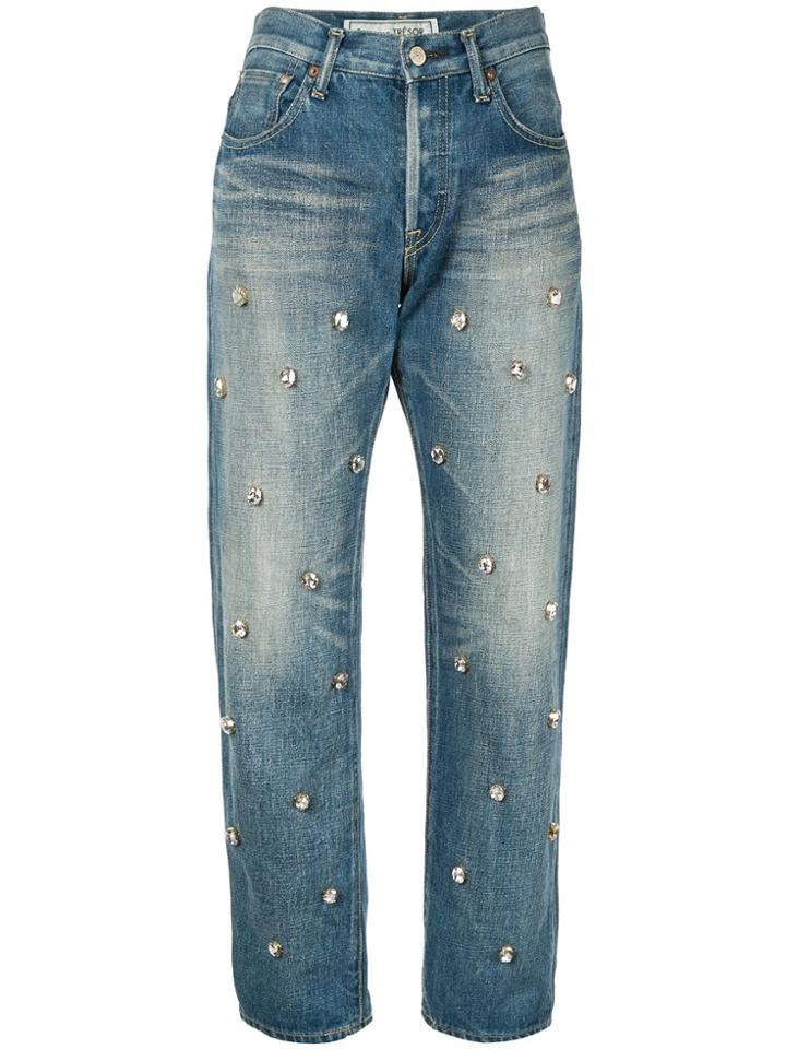 Tu Es Mon Trésor Bijou Crystal Studded Jeans - Blue