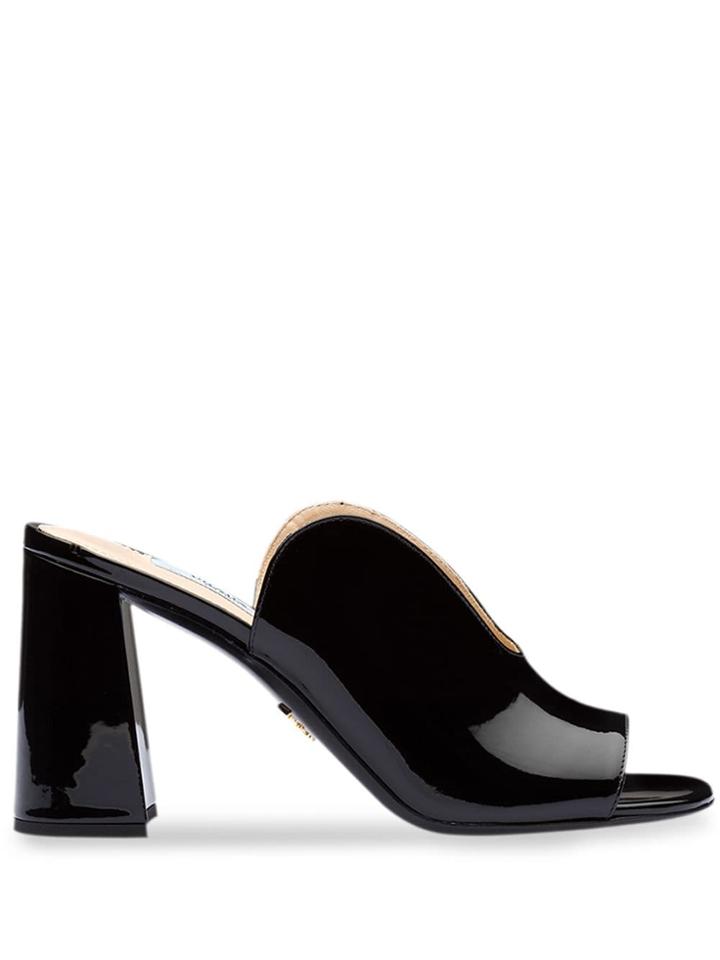 Prada Cut Out Detailed Mules - Black