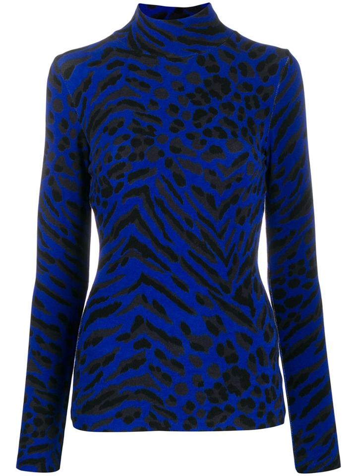 Blumarine Maglia Animal Pattern Jumper - Blue
