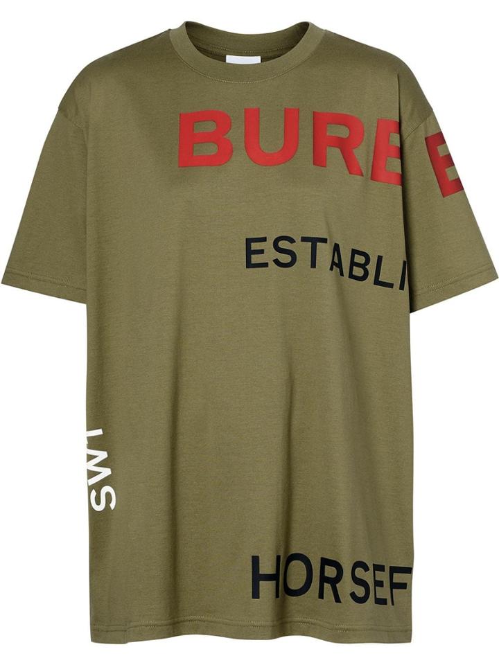 Burberry Horseferry Print Cotton Oversized T-shirt - Green