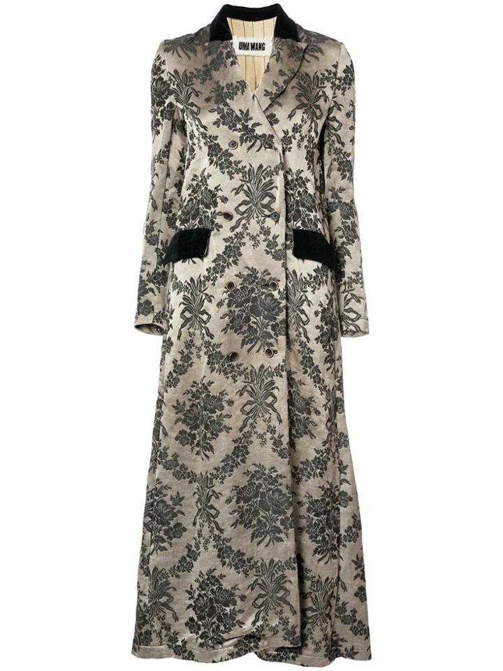 Uma Wang Jacquard Double Breasted Coat - Nude & Neutrals