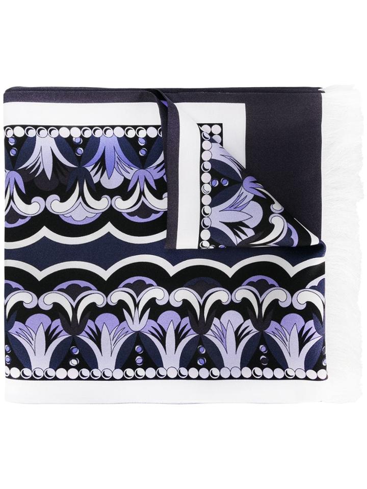 Emilio Pucci Floral Embroidered Scarf - Purple