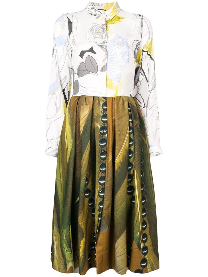 Sara Roka Printed Shirt Dress - White