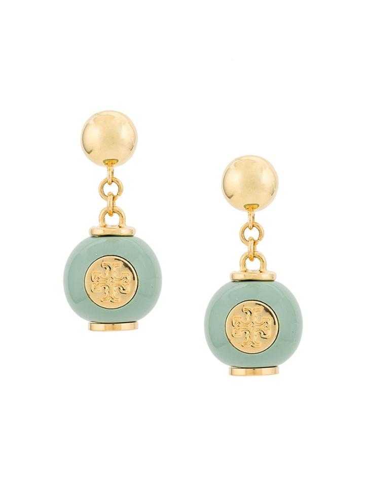 Tory Burch Logo Bead Earrings - Green