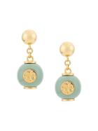 Tory Burch Logo Bead Earrings - Green