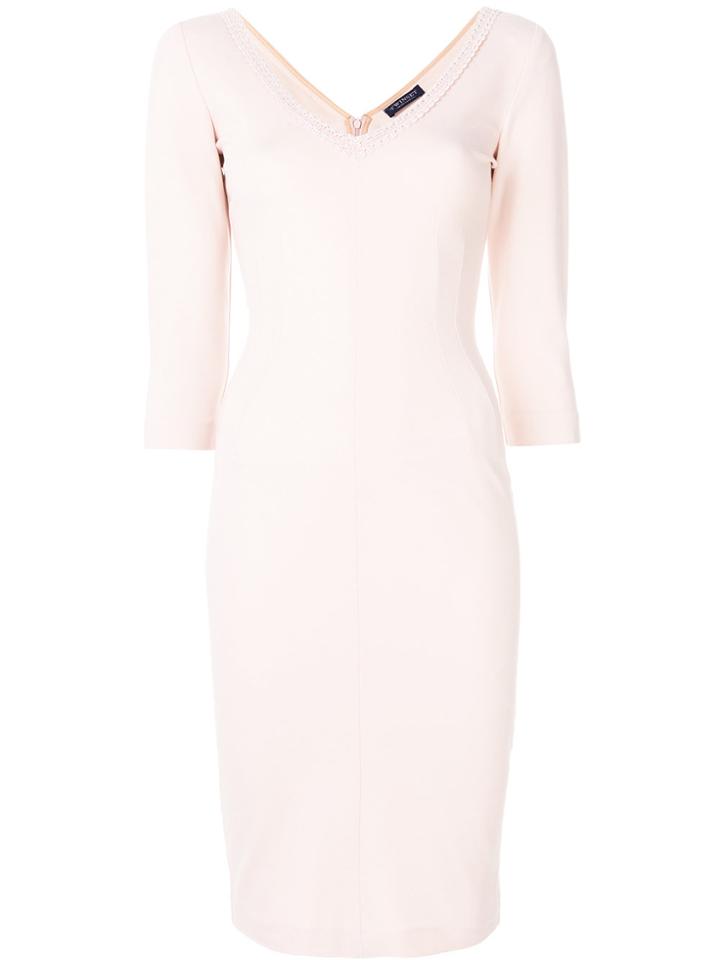 Twin-set Fitted V-neck Dress - Nude & Neutrals
