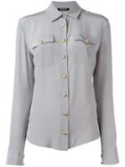 Balmain Cutaway Collar Shirt, Women's, Size: 36, Grey, Silk