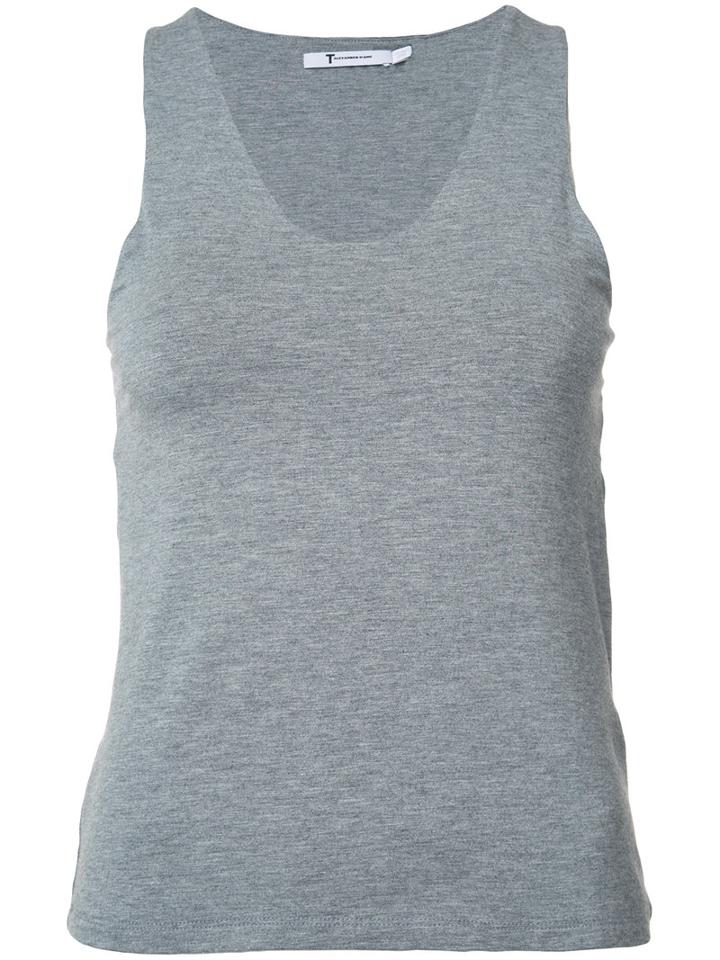 T By Alexander Wang Sleeveless Back Slit Top, Women's, Size: Small, Grey, Spandex/elastane/modal