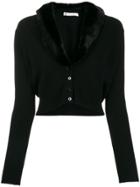 Blumarine Faux Fur Collar Cropped Cardigan - Black