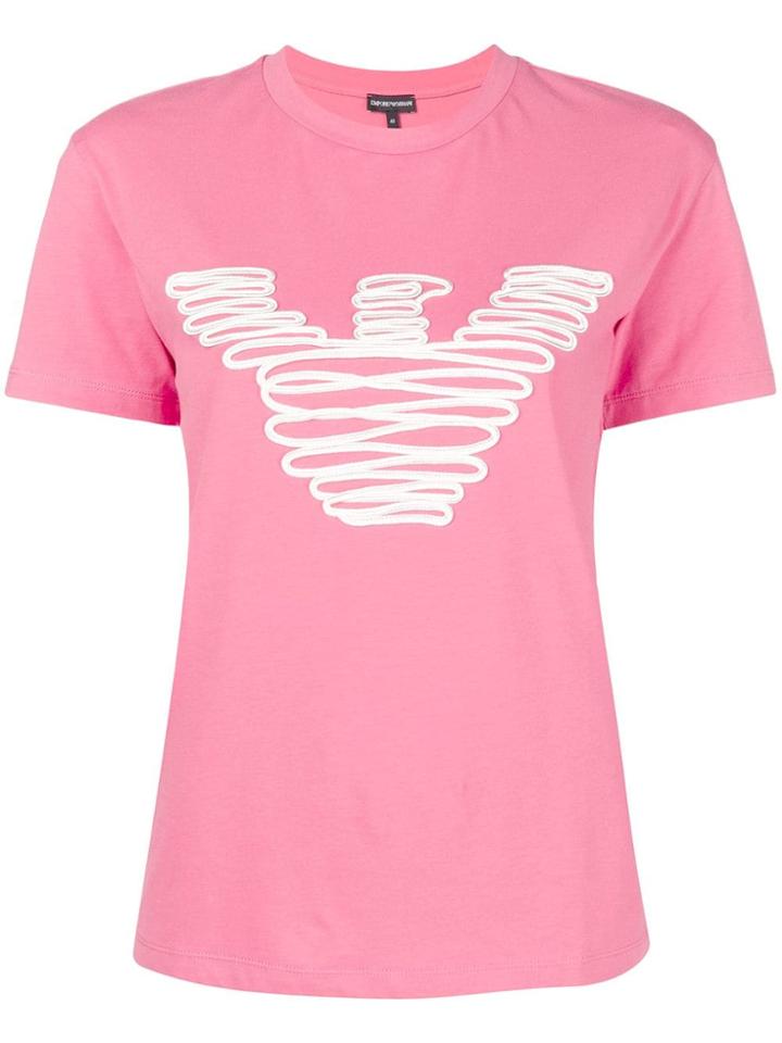 Emporio Armani Embroidered Logo Outline T-shirt - Pink