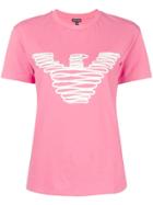 Emporio Armani Embroidered Logo Outline T-shirt - Pink