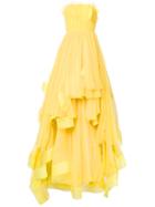 Isabel Sanchis Strapless Pleated Ballgown - Yellow & Orange