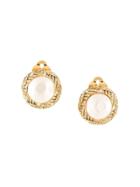 Chanel Pre-owned Faux Pearl Rhinestone Earrings - Gold