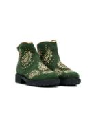 Quis Quis Teen Paisley Embellished Boots - Green