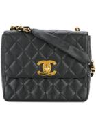 Chanel Vintage Square Flap Shoulder Bag - Black
