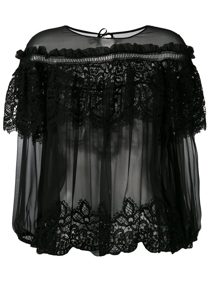Alberta Ferretti - Layered Sheer Blouse - Women - Silk/cotton/polyester - 40, Black, Silk/cotton/polyester