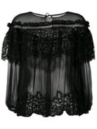 Alberta Ferretti - Layered Sheer Blouse - Women - Silk/cotton/polyester - 40, Black, Silk/cotton/polyester