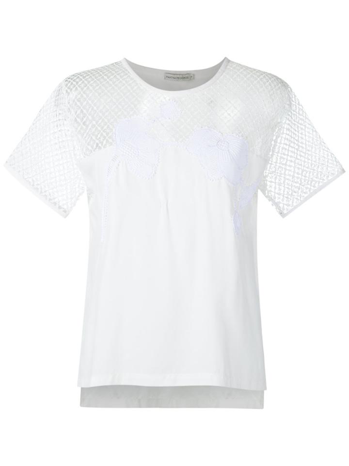Martha Medeiros Lace Insert Top - White
