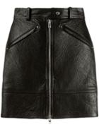 Kenzo Zipped Leather Skirt - Black