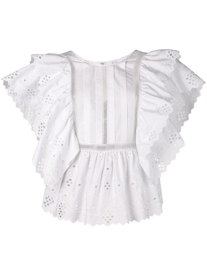 Alberta Ferretti Scalloped Wide Sleeve Blouse - White