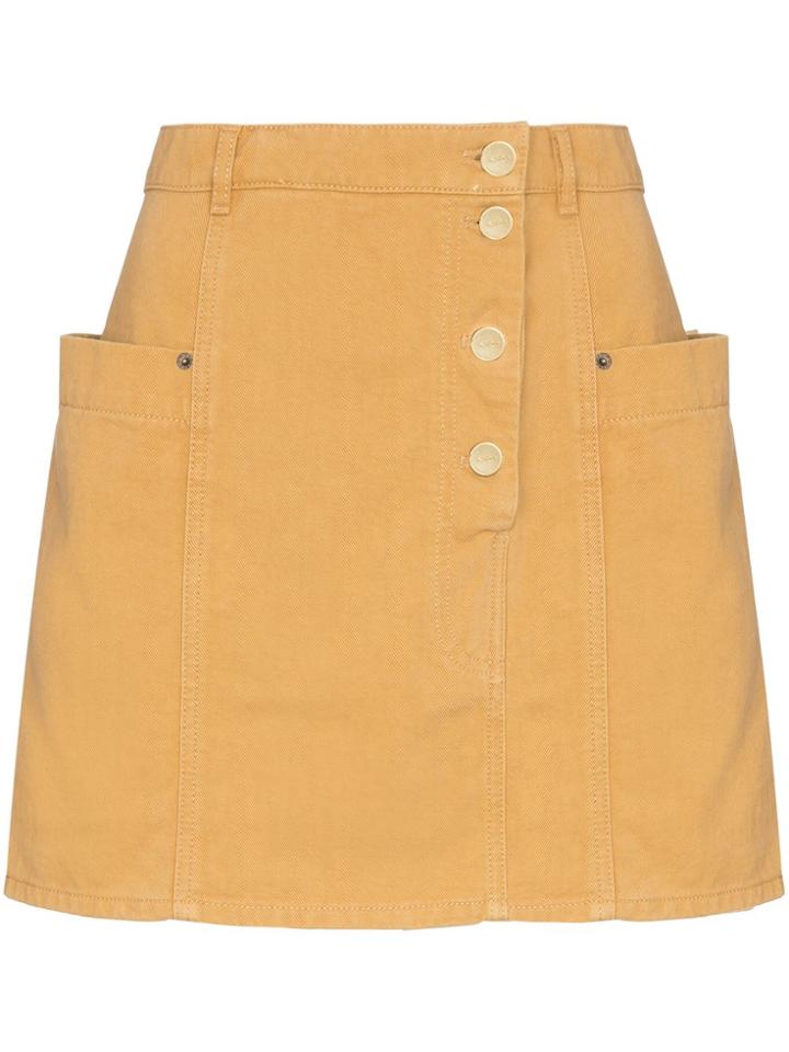 Jacquemus Fold Over Waist Denim Mini Skirt - Yellow