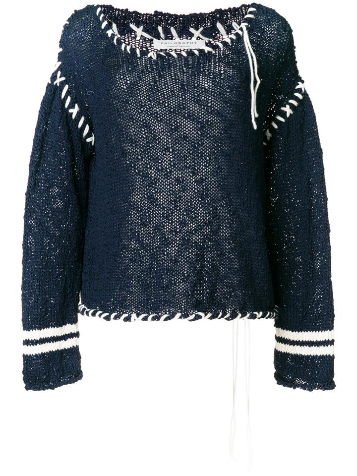 Philosophy Di Lorenzo Serafini Contrast Stitch Sweater - Blue