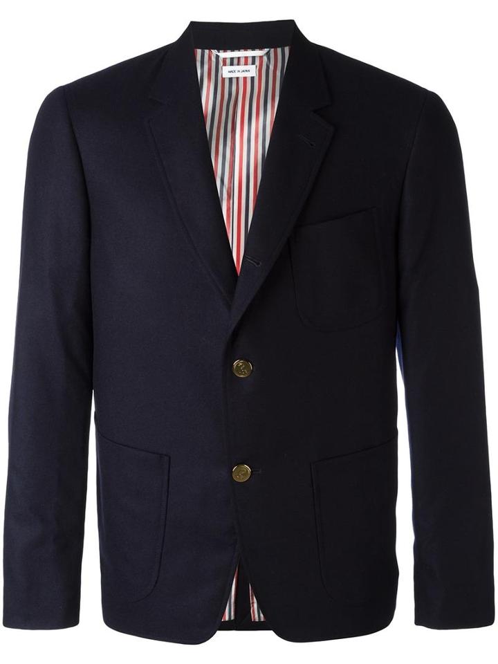 Thom Browne Patch Pockets Blazer, Men's, Size: 2, Blue, Cashmere/cupro