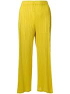 Pleats Please By Issey Miyake Two-tone Cropped Trousers - Yellow