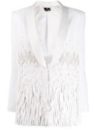 Elisabetta Franchi Embellished Satin Blazer - White