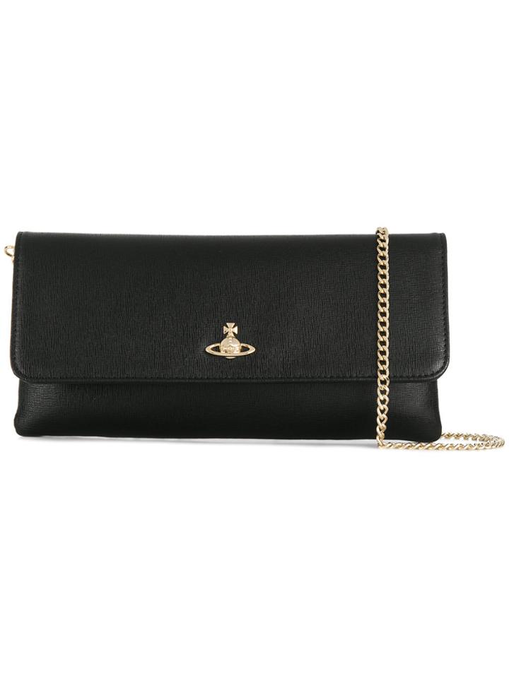 Vivienne Westwood Foldover Chain Clutch - Black