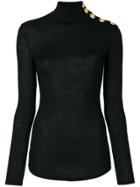 Balmain Embellished Button Jumper - Black