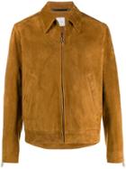 Paul Smith Zipped Leather Jacket - Brown